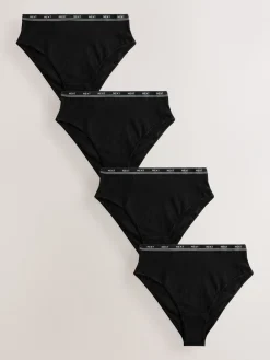 Zwart met zwart logo - 4 Katoenen slipjes met logotailleband*Next Discount