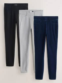 Zwart/ Rinse Blauw/ Grijs - Set van 3 lange jersey denim leggings*Next Best