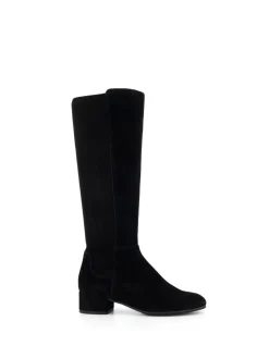 Zwart suède - - Tayla - Modieuze hoge stretchlaarzen*Dune London Best