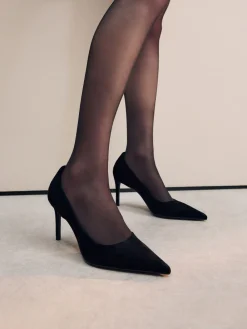 Zwart suède - Leren mid-court pumps*Next Discount