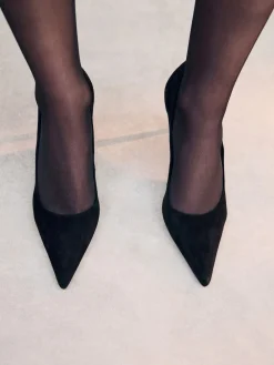 Zwart suède - Leren mid-court pumps*Next Discount