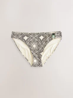 Zwart/crème met aztekenprint - Asymmetric Bead High Leg BIkini Bottoms*Next