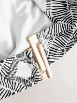 Zwart/crème met aztekenprint - Asymmetrische bikinitop met kralen*Next Hot