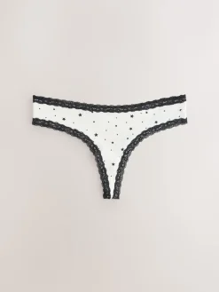 Zwart/crèmekleurig - Katoenen kanten slipjes 4 stuks*Next Hot