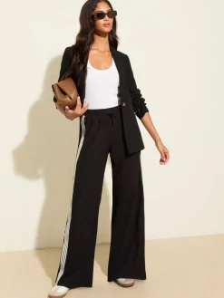 Zwarte streep - - Jersey broek met wijde pijpen met kreukeffect*Friends Like These Discount