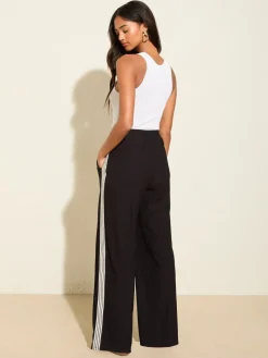 Zwarte streep - - Jersey broek met wijde pijpen met kreukeffect*Friends Like These Discount