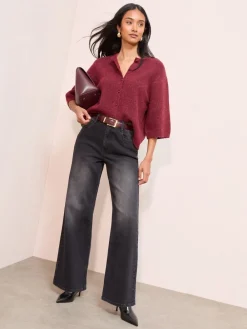 Zwarte wassing - X Lucy Mecklenburgh alledaagse jeans met wijde pijpen*Friends Like These Best