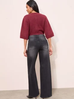 Zwarte wassing - X Lucy Mecklenburgh alledaagse jeans met wijde pijpen*Friends Like These Best