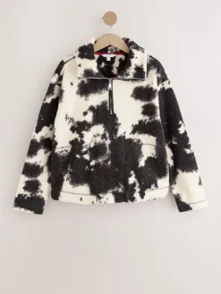 Zwart/ecru koeienprint - Soft Touch Knusse Teddy Borg Kwartrondrits Fleece*Next New