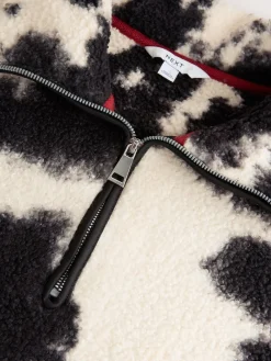 Zwart/ecru koeienprint - Soft Touch Knusse Teddy Borg Kwartrondrits Fleece*Next New