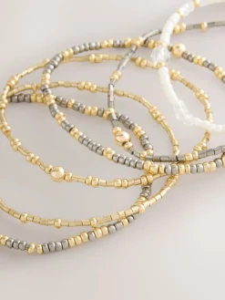 Zwart/goud - Mixed Metal Stretch Bracelet Pack*Next Online