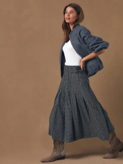 Zwart/grijs - Gingham Midi Kilt Skirt*Next Clearance