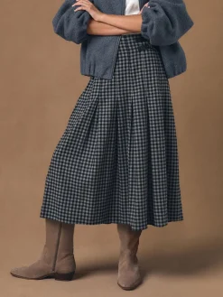 Zwart/grijs - Gingham Midi Kilt Skirt*Next Clearance