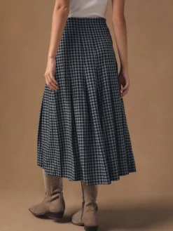 Zwart/grijs - Gingham Midi Kilt Skirt*Next Clearance