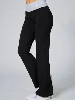 Zwart/grijs - jersey bootcut-broek met contrasterende tailleband voor dames*Pineapple Online