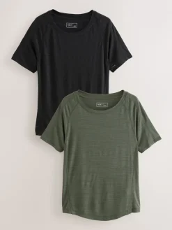 Zwart/groen - Active Crew Neck Lightweight Short Sleeve T-Shirts 2 Pack*Next