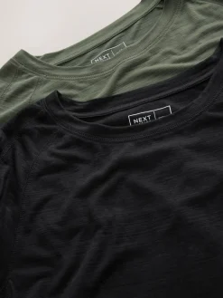 Zwart/groen - Active Crew Neck Lightweight Short Sleeve T-Shirts 2 Pack*Next