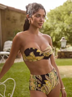 Zwart/groen paisley - Bandeaubikinitop met beugel*Next