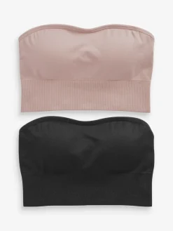 Zwart/lichtroze - Naadloze bandeau ultiem comfort beha's verpakking van 2*Next Sale