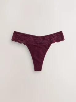 Zwart/paarsrood - Thong All Over Lace Light Flow Period Knickers 2 Pack*Next Sale