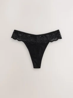Zwart/paarsrood - Thong All Over Lace Light Flow Period Knickers 2 Pack*Next Sale