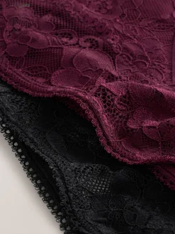 Zwart/paarsrood - Thong All Over Lace Light Flow Period Knickers 2 Pack*Next Sale