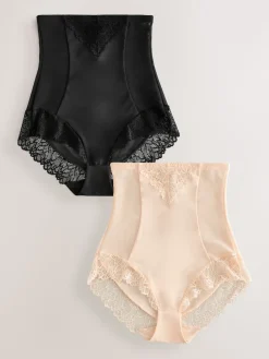 Zwart/pastelroze huidskleur - Femina vormende slip met buikcorrectie 2 stuks*Next Discount