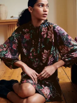 - Mini Tie Front Tiered Long Sleeve Dress*Next Online