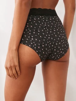 Zwart/roze met hartjesprint - Katoenen kanten slipjes 4 stuks*Next Online