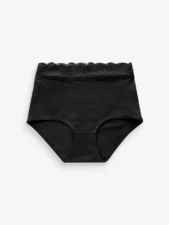 Zwart/roze met hartjesprint - Katoenen kanten slipjes 4 stuks*Next Online