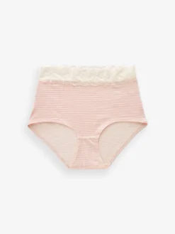 Zwart/roze met hartjesprint - Katoenen kanten slipjes 4 stuks*Next Online