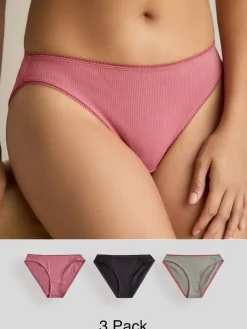 - Verpakking van 3 geribbelde katoenen slips*Next Clearance