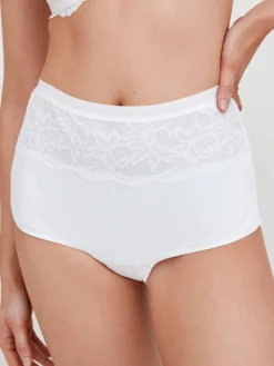 Zwart/wit - 2 Vormgevende katoenen slipjes met buikcorrectie en hoge taille*Next Best