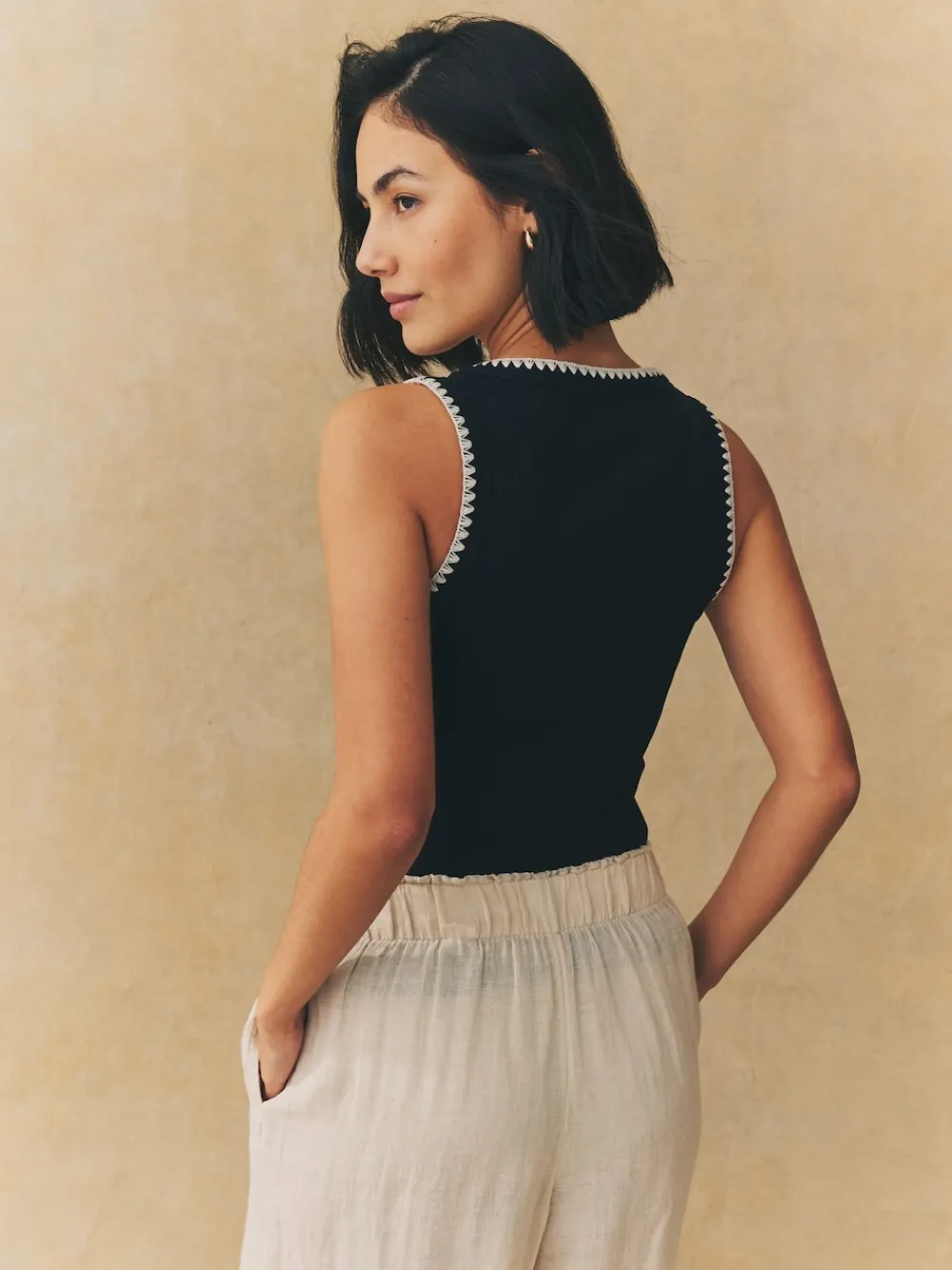 - Contrast Knit Trim Ronde hals Mouwloos Tank Vest Top*Next Clearance