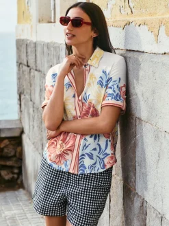 Zwart/wit - Gingham shorts met elastische taille*Next Clearance