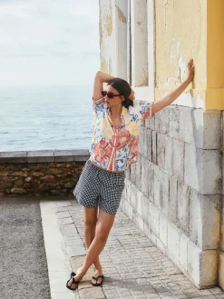 Zwart/wit - Gingham shorts met elastische taille*Next Clearance