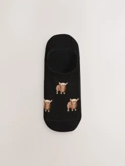 Zwart/wit - Hamish The Highland Cow Stripe Invisible Trainer Socks 4 Pack*Next Discount