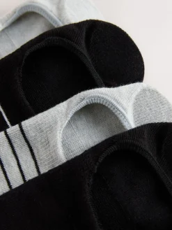 Zwart/wit - Hamish The Highland Cow Stripe Invisible Trainer Socks 4 Pack*Next Discount