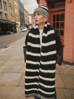 - Knitted Wool Blend Striped Scarf*Next