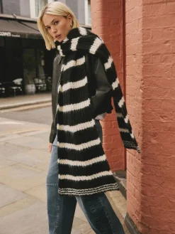 - Knitted Wool Blend Striped Scarf*Next