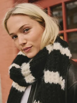 - Knitted Wool Blend Striped Scarf*Next