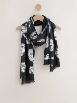 Zwart/wit - Lightweight Scarf Mono Locket Print Scarf*Next Hot
