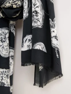 Zwart/wit - Lightweight Scarf Mono Locket Print Scarf*Next Hot
