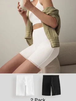 Zwart/wit - Menopause Friendly Cooling Thigh Smoothing Shorts 2 Pack*Next Hot