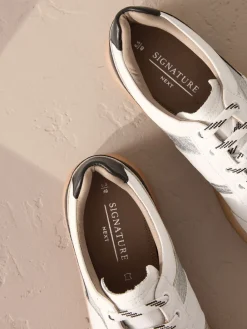 - Signature Premium Leather Chunky Side Stripe Lace Up Trainers*Next Best