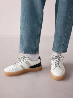 - Signature Premium Leather Chunky Side Stripe Lace Up Trainers*Next Best