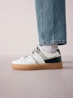 - Signature Premium Leather Chunky Side Stripe Lace Up Trainers*Next Best