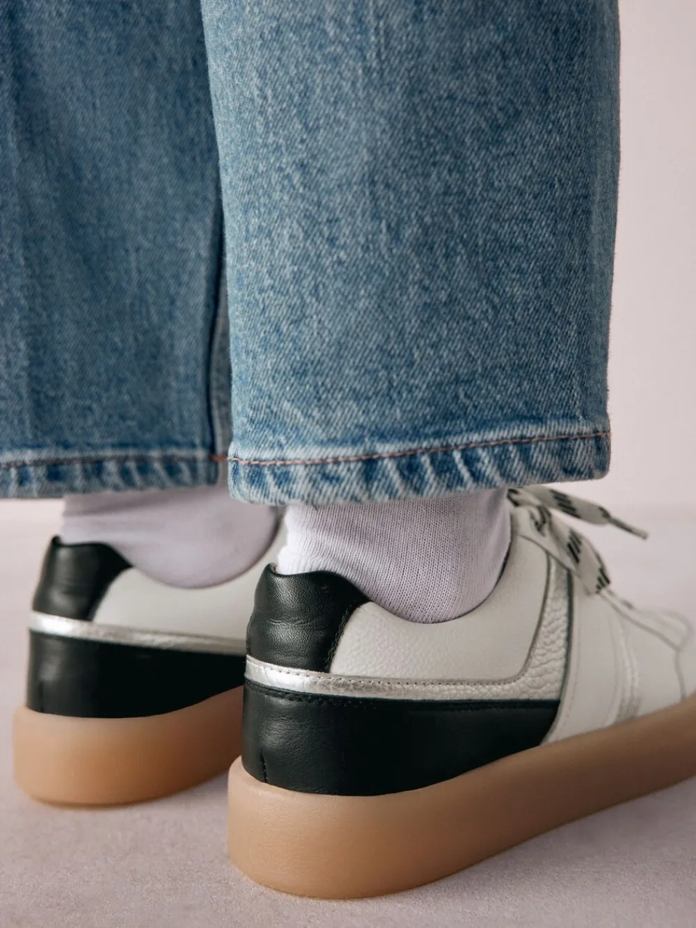 - Signature Premium Leather Chunky Side Stripe Lace Up Trainers*Next Best