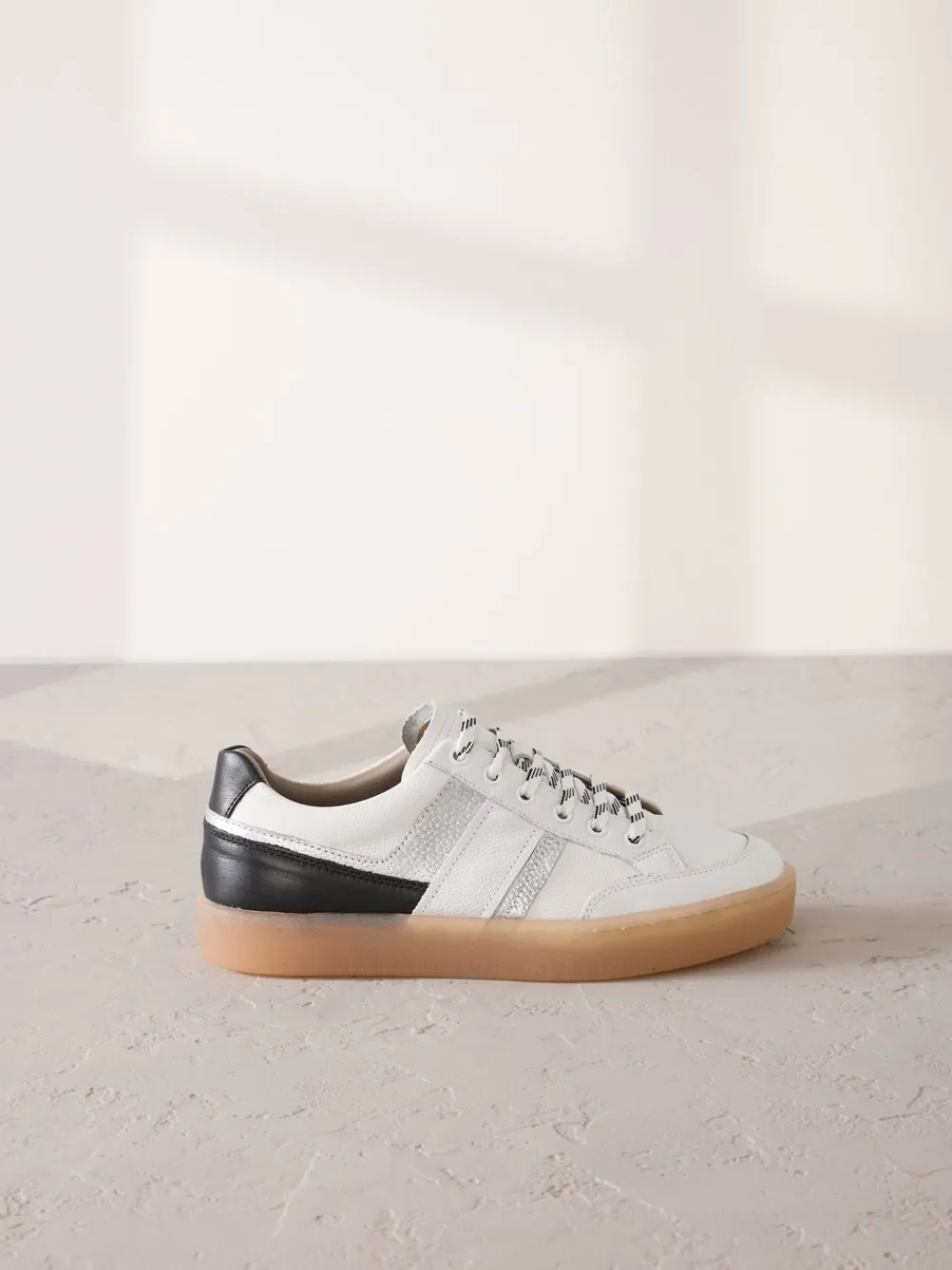 - Signature Premium Leather Chunky Side Stripe Lace Up Trainers*Next Best