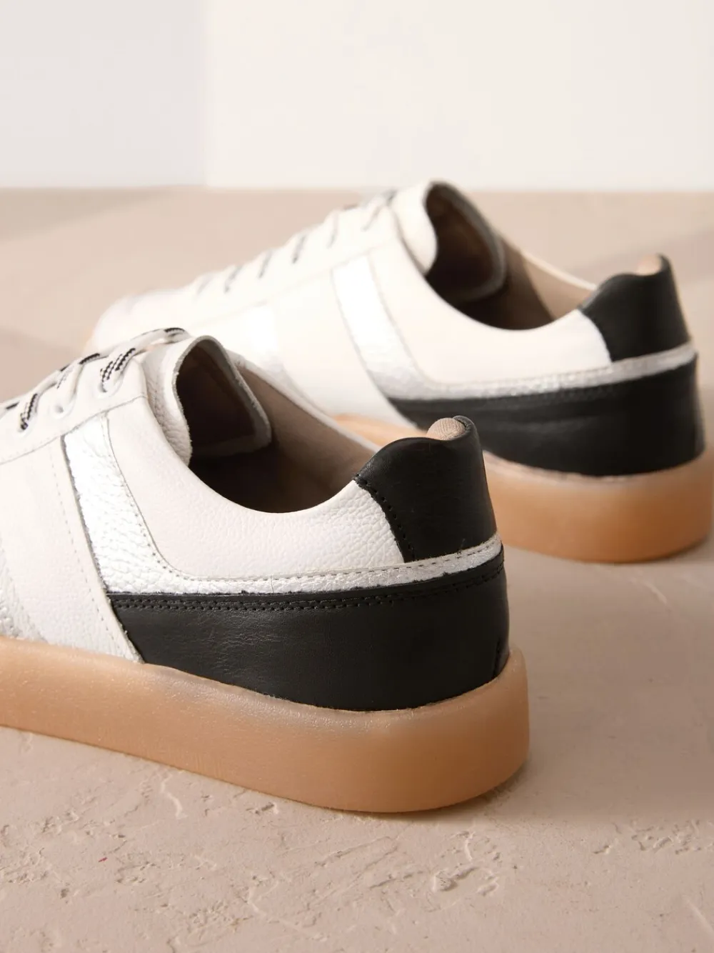 - Signature Premium Leather Chunky Side Stripe Lace Up Trainers*Next Best